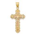 14K Tri-color Diamond-cut Filigree Crucifix Pendant - Image 4