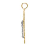 14K Tri-color Diamond-cut Filigree Crucifix Pendant - Image 2