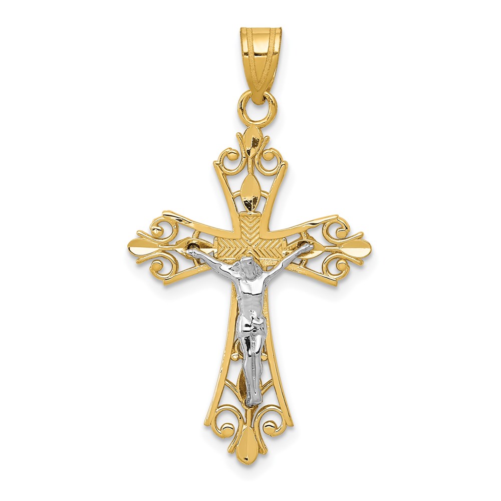 D3649.jpg 14K Two-tone Crucifix Pendant - Image 1
