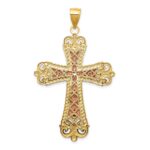 14K Tri-Color and White Rhodium Large Diamond-cut Crucifix Pendant - Image 4