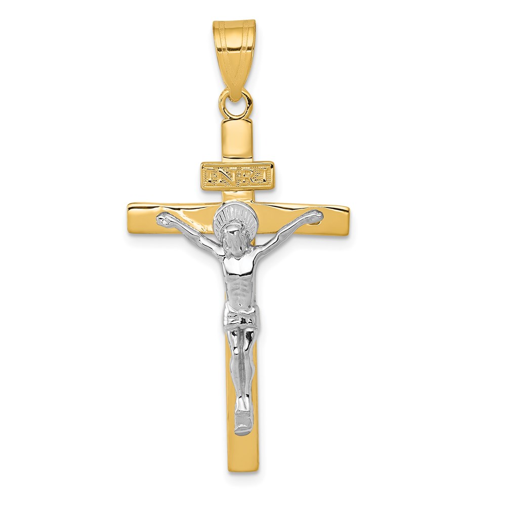 D3667.jpg 14K Two-tone INRI Crucifix Pendant - Image 1