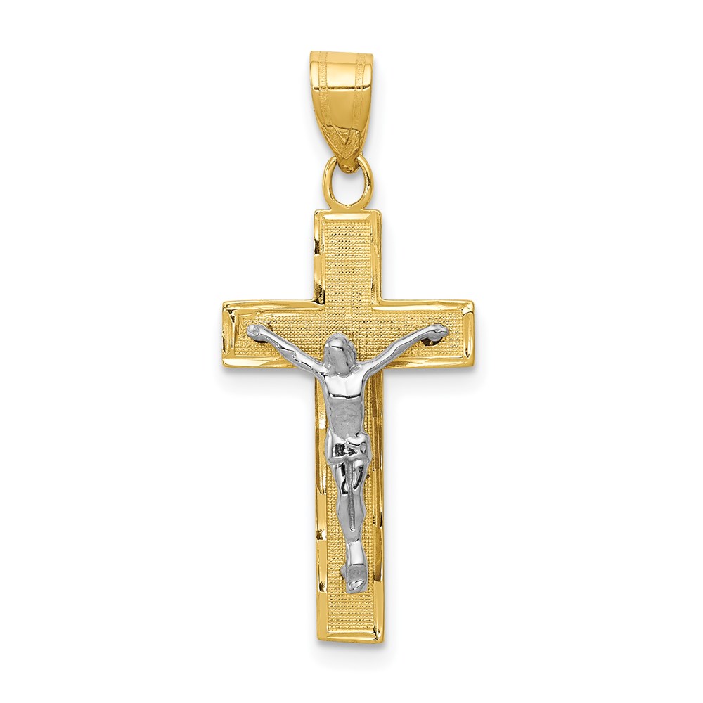 D3689.jpg 14K Two-tone Diamond-cut Crucifix Charm - Image 1