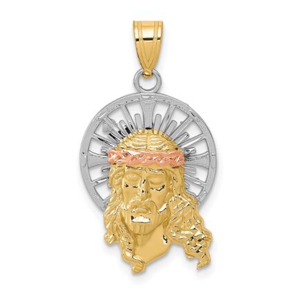 14K Tri-color Diamond-cut Christ Charm