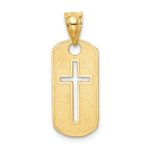 14k Polished Cross Cut-out Dog Tag Pendant - Image 4