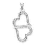 14K White Gold 3-D Solid Connected Double Hearts Pendant - Image 3