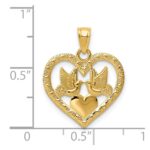 14K Polished Doves in Heart Pendant - Image 3