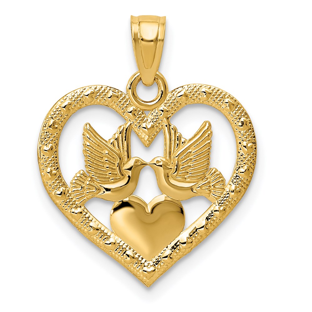 D3832.jpg 14K Polished Doves in Heart Pendant - Image 1