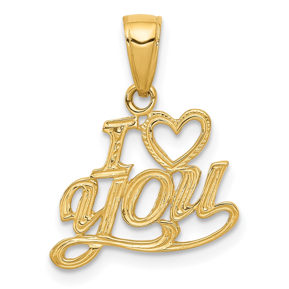 D3869.jpg 14K Polished and Textured I HEART YOU Pendant - Image 1