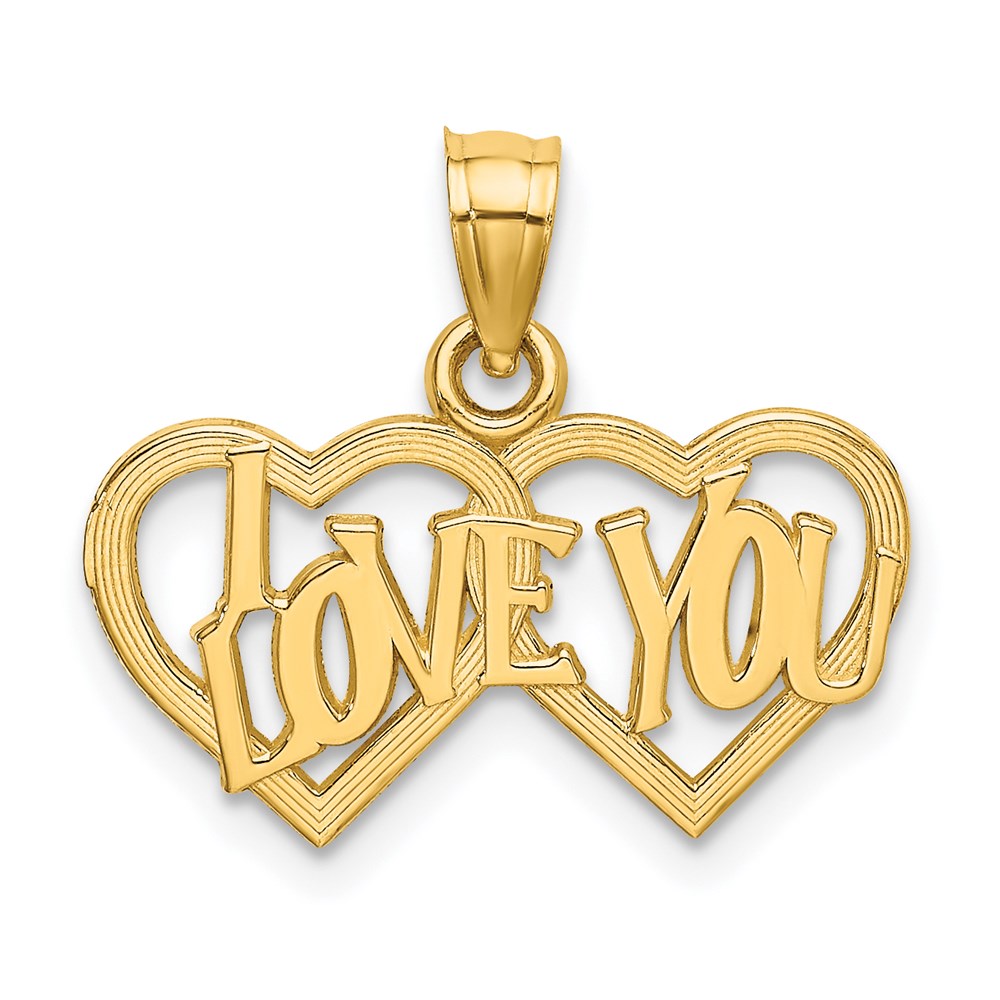 D3872.jpg 14K I LOVE YOU Double Heart Charm - Image 1