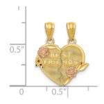 14k Two-tone BEST FRIENDS 2-Piece Break-Apart Heart Pendant - Image 3