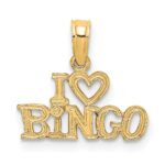 14K Polished/Textured I HEART BINGO Charm