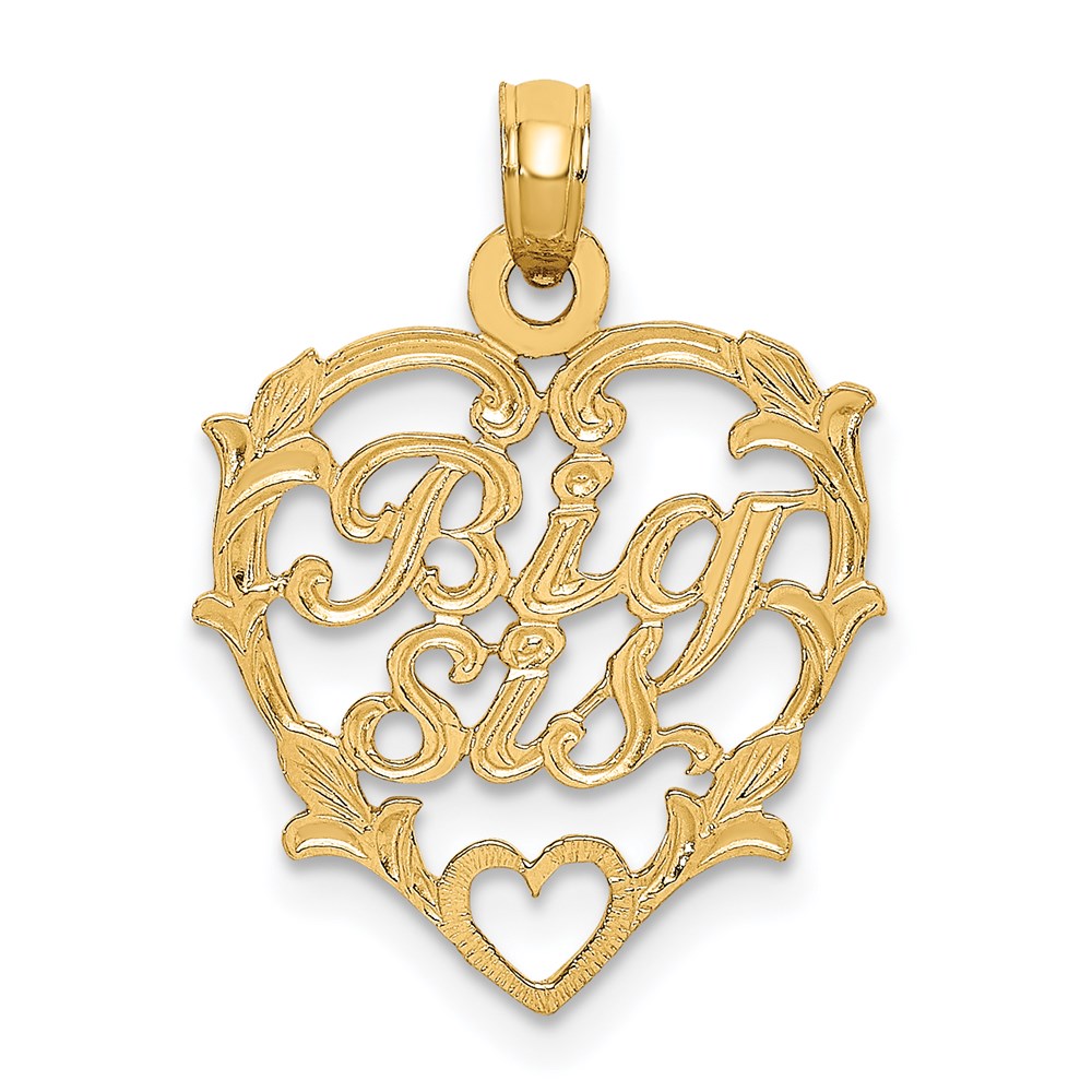 D3973.jpg 14K BIG SIS in Heart Charm - Image 1