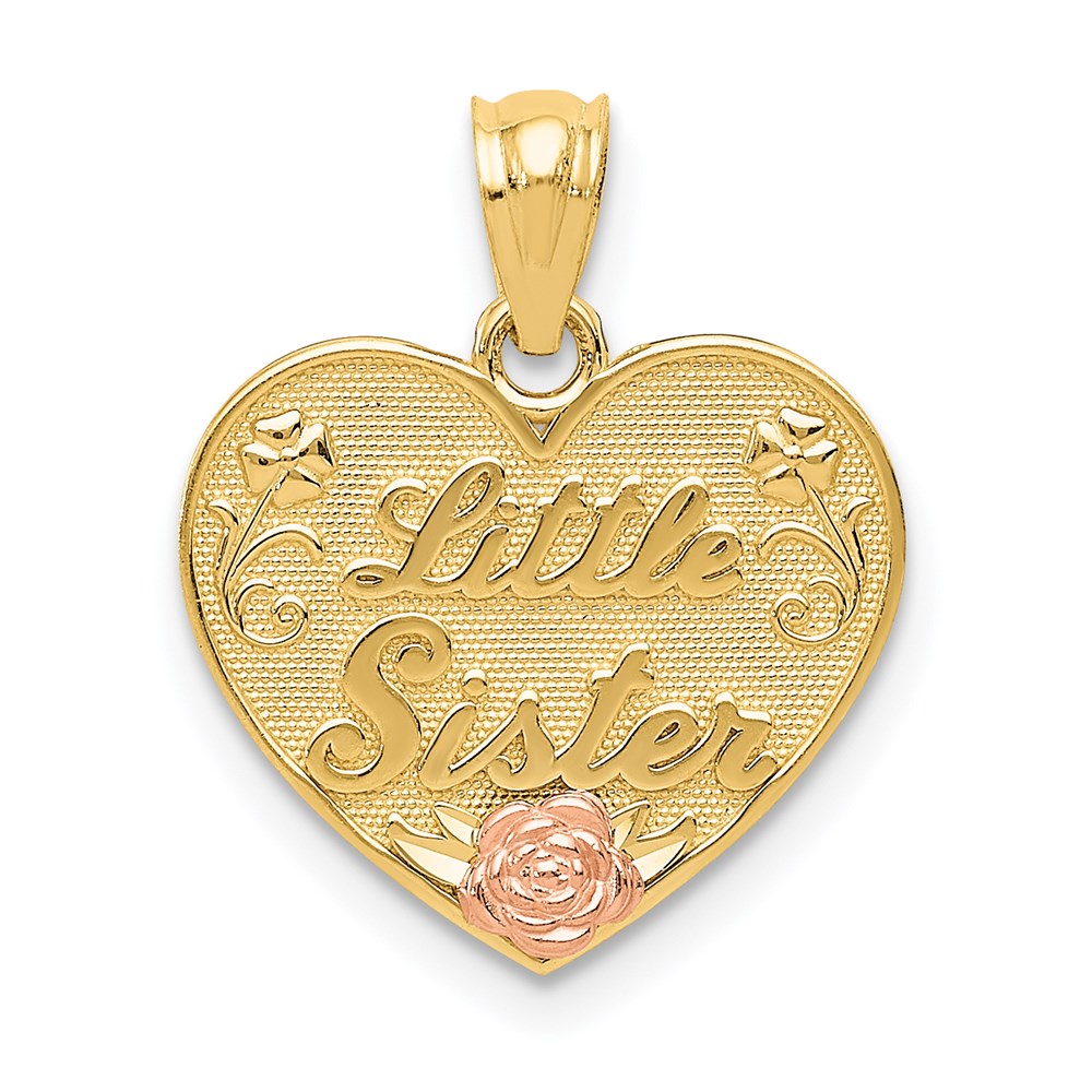 D3976.jpg 14k Two-tone LITTLE SISTER Heart Pendant - Image 1
