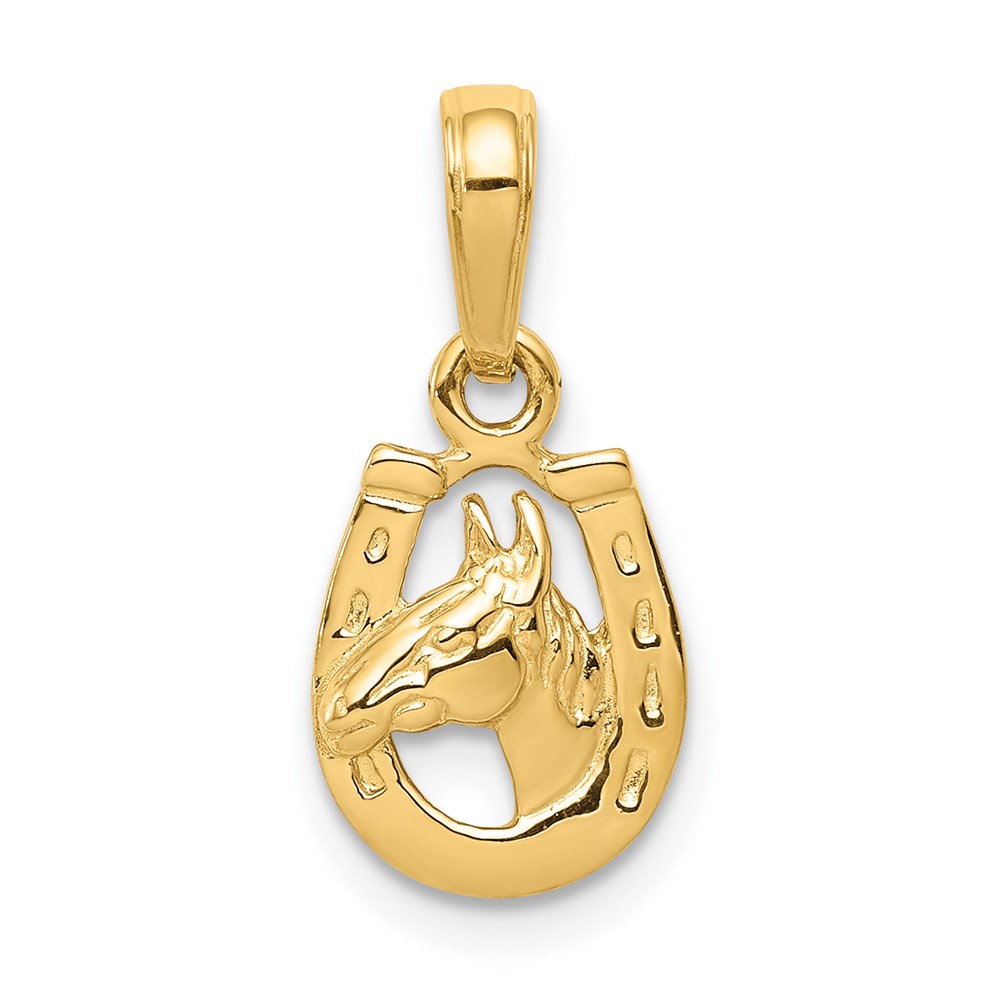 D4048.jpg 14K Horseshoe with Horse Head Pendant - Image 1