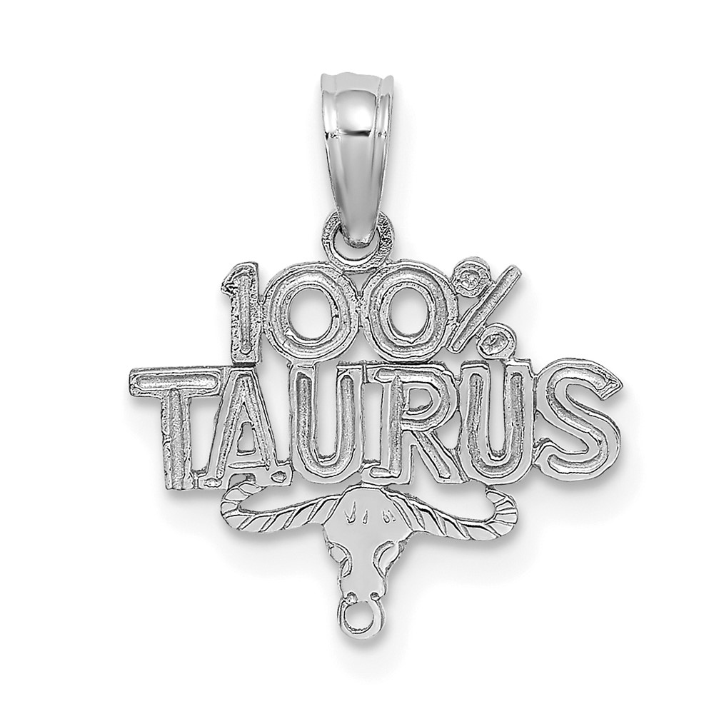 D4055W.jpg 14k White Gold 100% TAURUS Zodiac Charm - Image 1