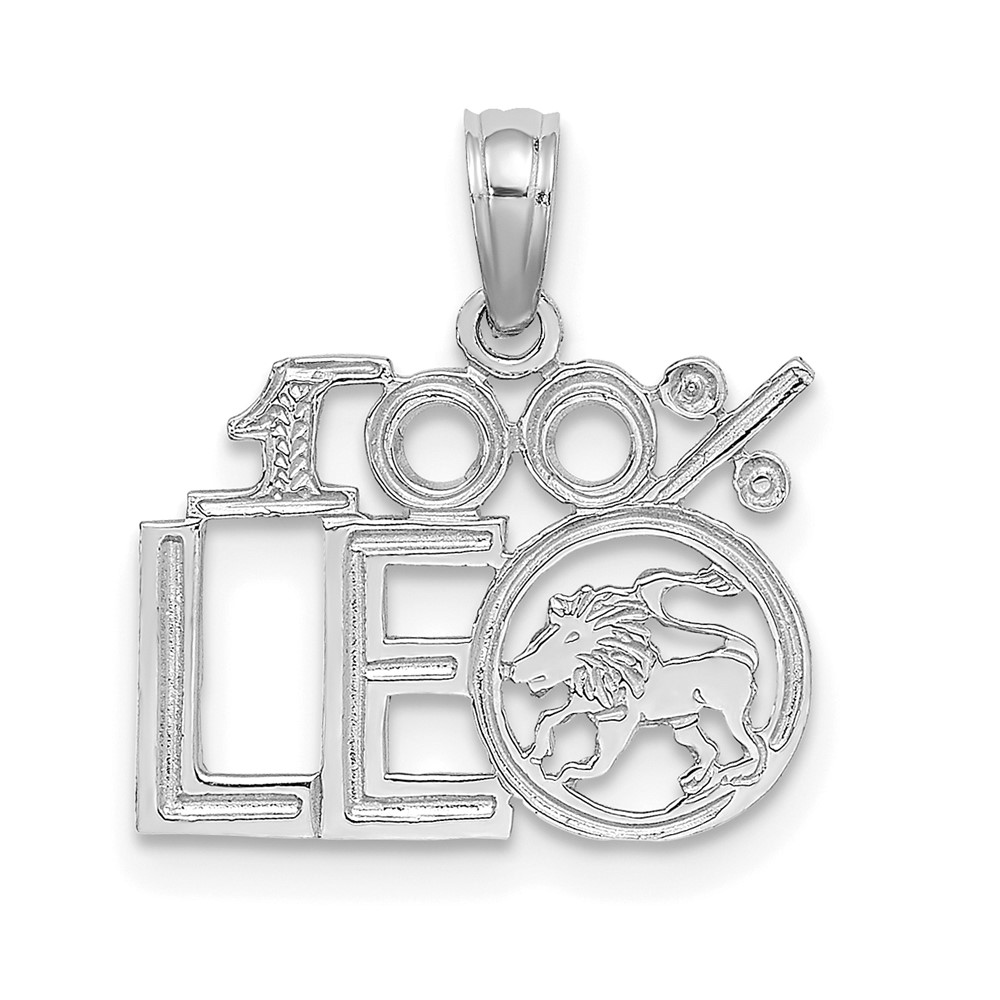 D4058W.jpg 14k White Gold 100% LEO Zodiac Charm - Image 1