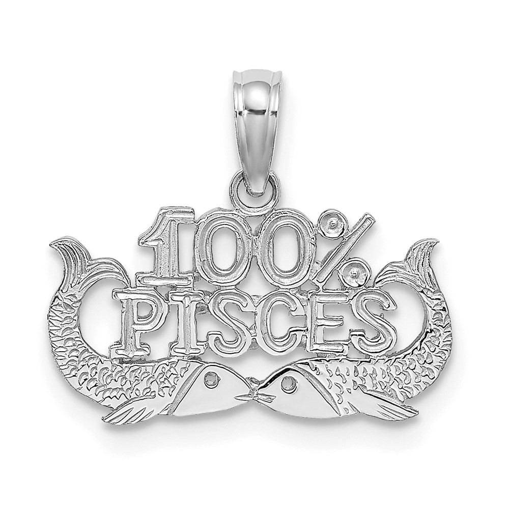 D4065W.jpg 14k White Gold 100% PISCES Zodiac Charm - Image 1