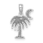 14K White Gold Polished Charleston Palm Tree with Moon Charm - Image 4