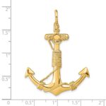 14K Large 3-D Solid Anchor with Wrapped Rope Pendant - Image 4