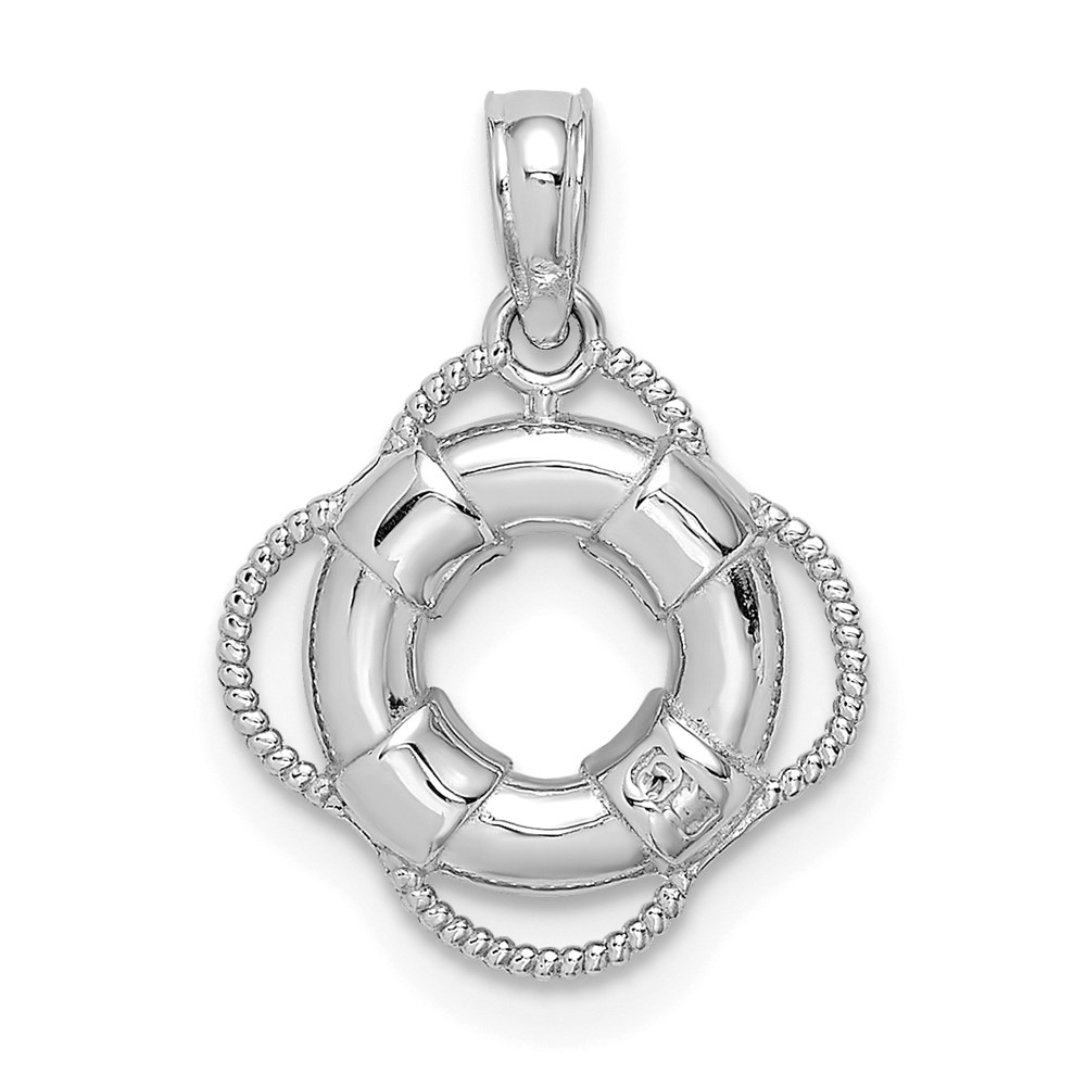 D4170W.jpg 14K White Gold 3-D Life Preserver Pendant - Image 1