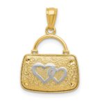 14K and White Rhodium 3-D Reversible Heart Handbag Pendant - Image 3