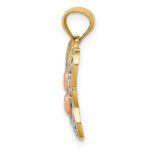 14k Two-tone with White Rhodium Butterfly with Hearts Pendant - Image 2