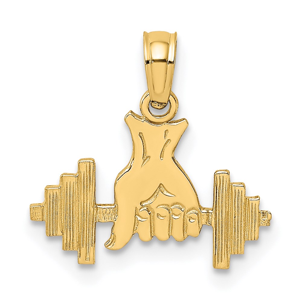 D4266.jpg 14K Hand Holding Barbell Charm - Image 1