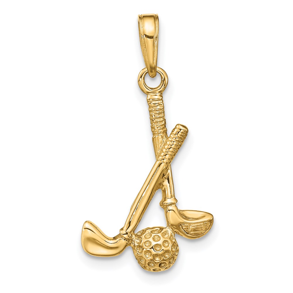 D4281.jpg 14K 3-D Golf Clubs and Ball Pendant - Image 1