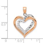 14K Two-tone Polished Diamond-cut Intertwined Hearts Pendant - Image 3