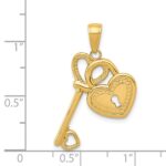 14K Polished Heart Key and Lock Charm - Image 3