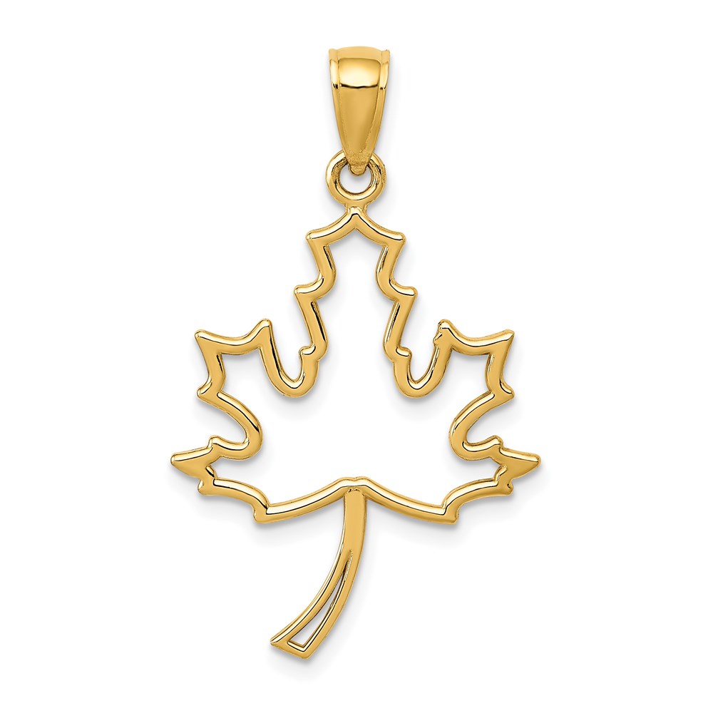 D4375.jpg 14k Polished Cut Out Maple Leaf Pendant - Image 1