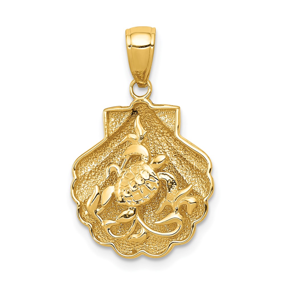 D4394.jpg 14k Sea Turtle in a Shell Pendant - Image 1