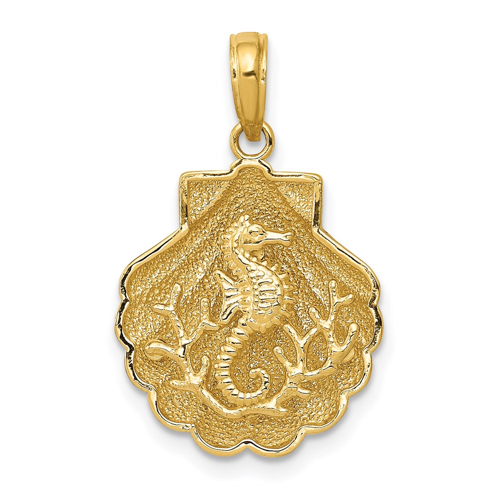 D4396.jpg 14k Seahorse in a Shell Pendant - Image 1