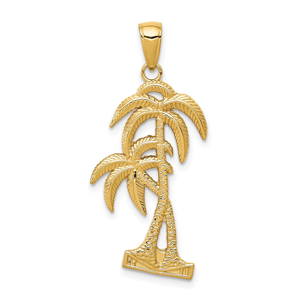 D4406.jpg 14K Polished and Textured Palm Trees Pendant - Image 1
