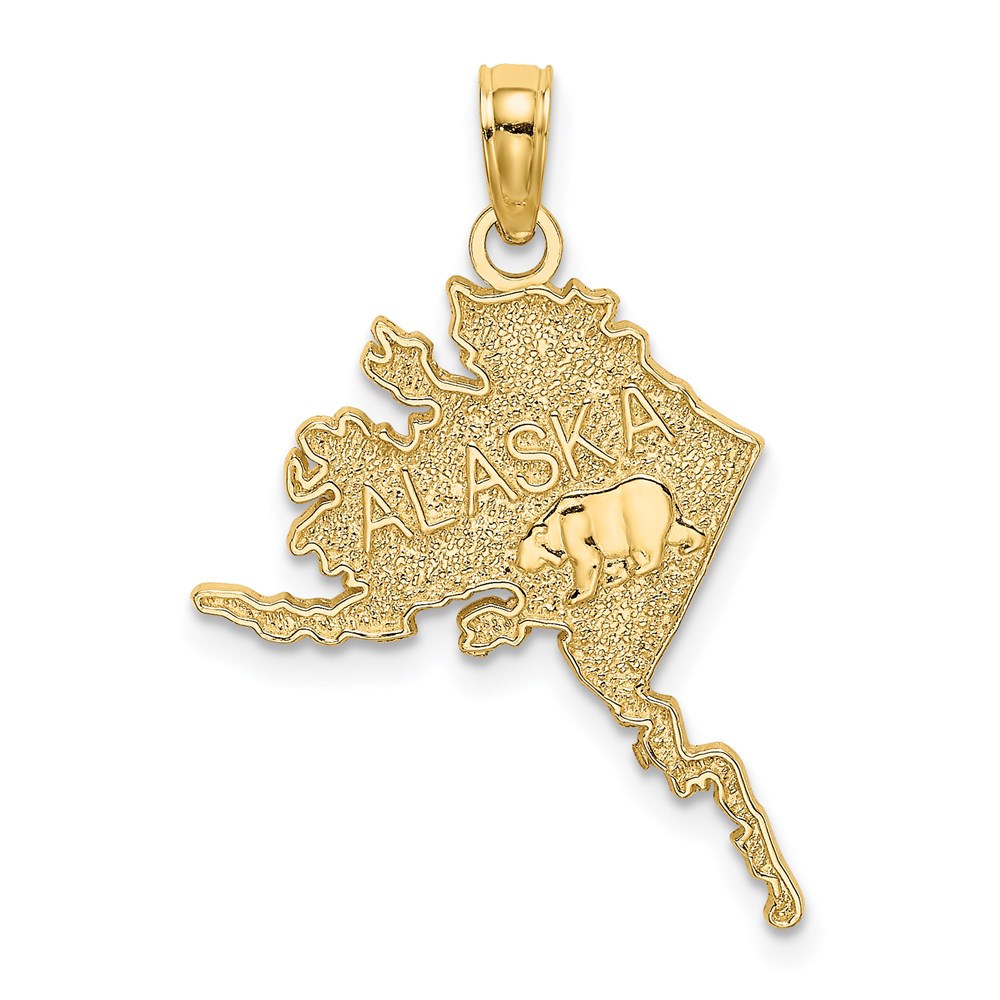 D4409.jpg 14k Polished and Textured ALASKA Map Charm - Image 1