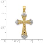 14K with White Rhodium Reversible with GOD LOVE Cross Pendant - Image 3