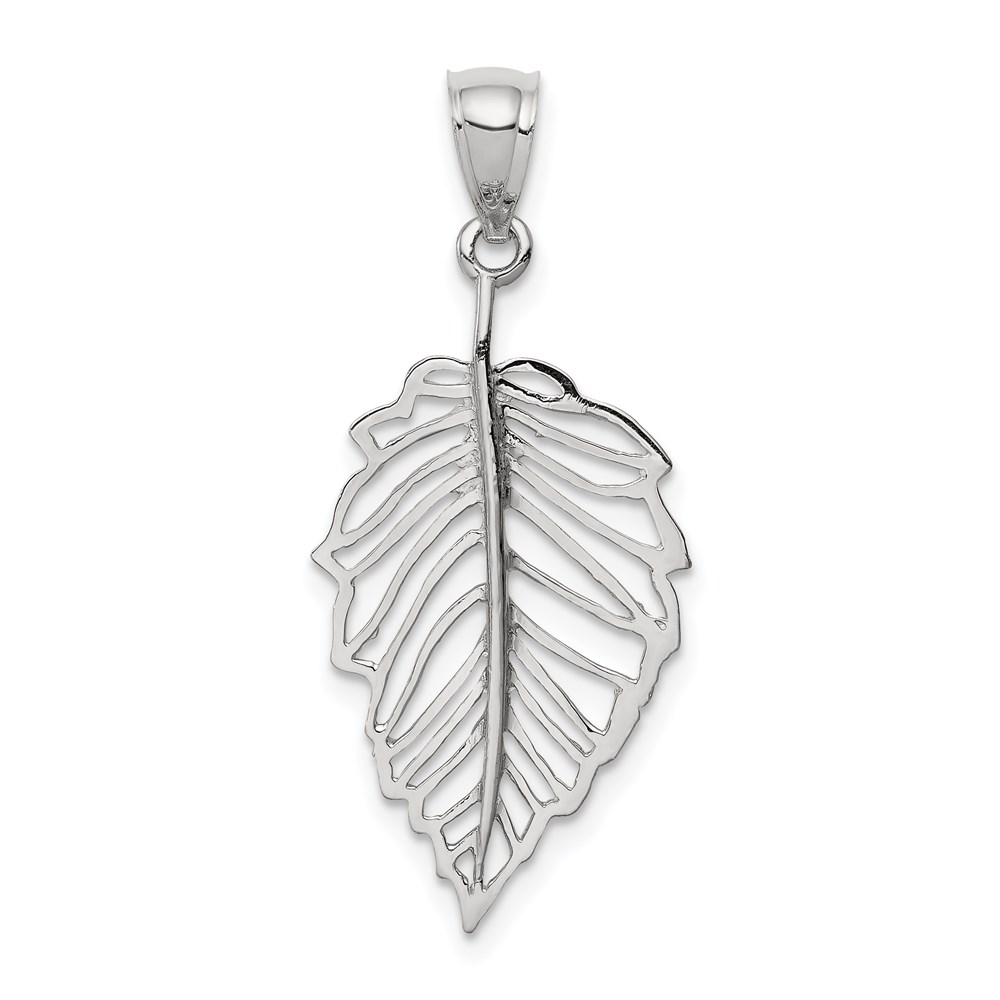 D4452.jpg 14K White Gold Polished Leaf Pendant - Image 1