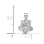 14K White Gold Polished Mini Plumeria Pendant - Image 3