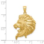 14K Brushed Diamond-cut Lion Head Pendant - Image 4