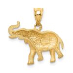 14K Brushed Diamond-cut Elephant Pendant - Image 3