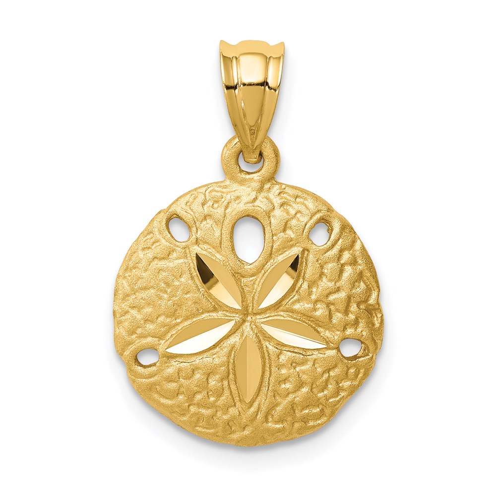 D4518.jpg 14K Brushed Diamond-Cut Sand Dollar Pendant - Image 1