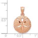 14K Rose Gold Brushed Diamond-cut Sand Dollar Pendant - Image 4