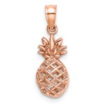 14K Rose Gold Polished 3-D Pineapple Pendant