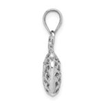 14K White Gold Polished and Diamond-cut 3-D Pineapple Pendant - Image 2