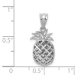 14K White Gold Polished and Diamond-cut 3-D Pineapple Pendant - Image 4