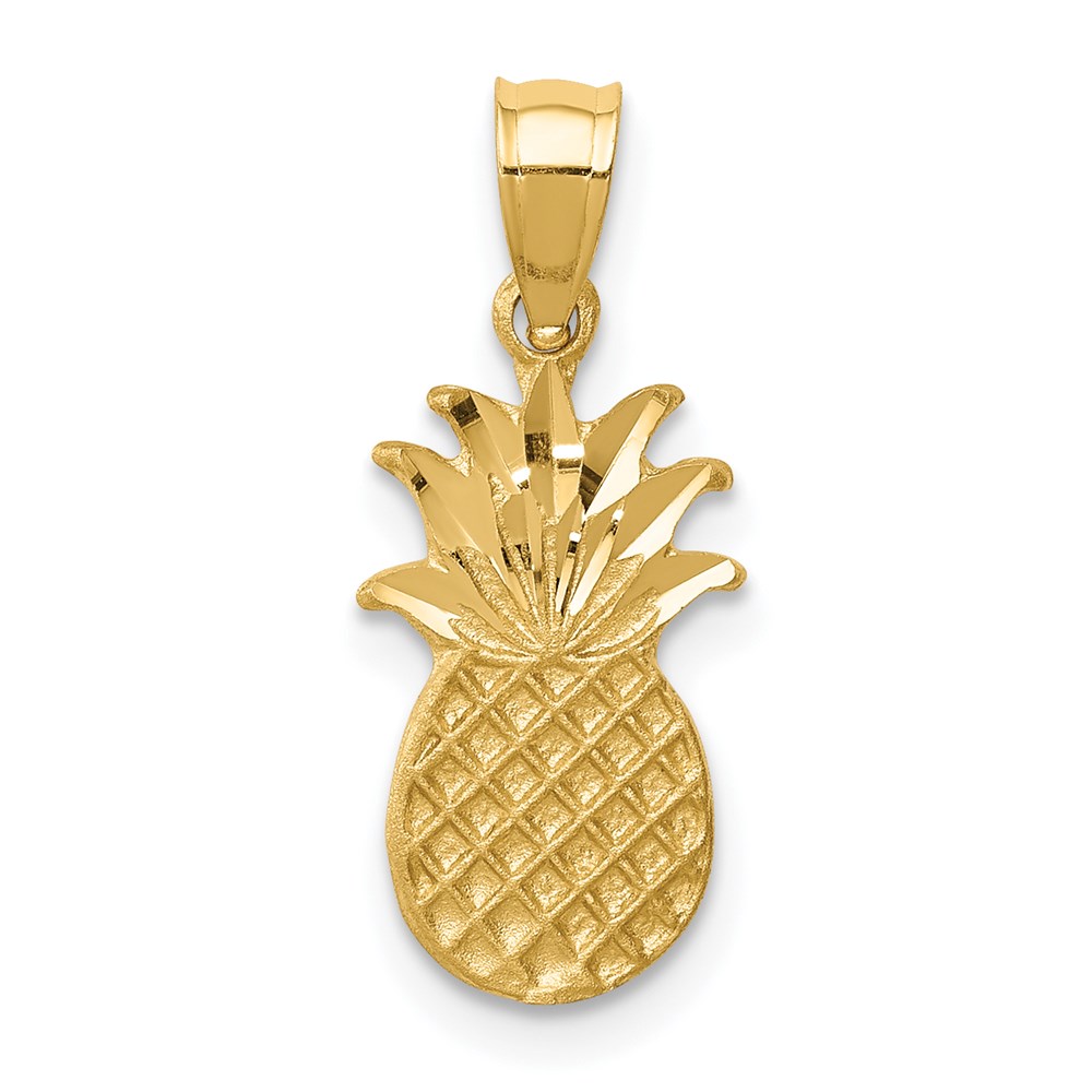 D4538.jpg 14K Brushed and Diamond-cut Pineapple Pendant - Image 1