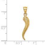 14K Brushed 3-D Italian Horn Pendant - Image 5