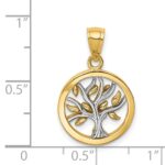 14K Two-tone Polished Tree of Life Pendant - Image 2