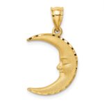 14k Satin Diamond-cut Moon Pendant