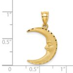 14k Satin Diamond-cut Moon Pendant - Image 2